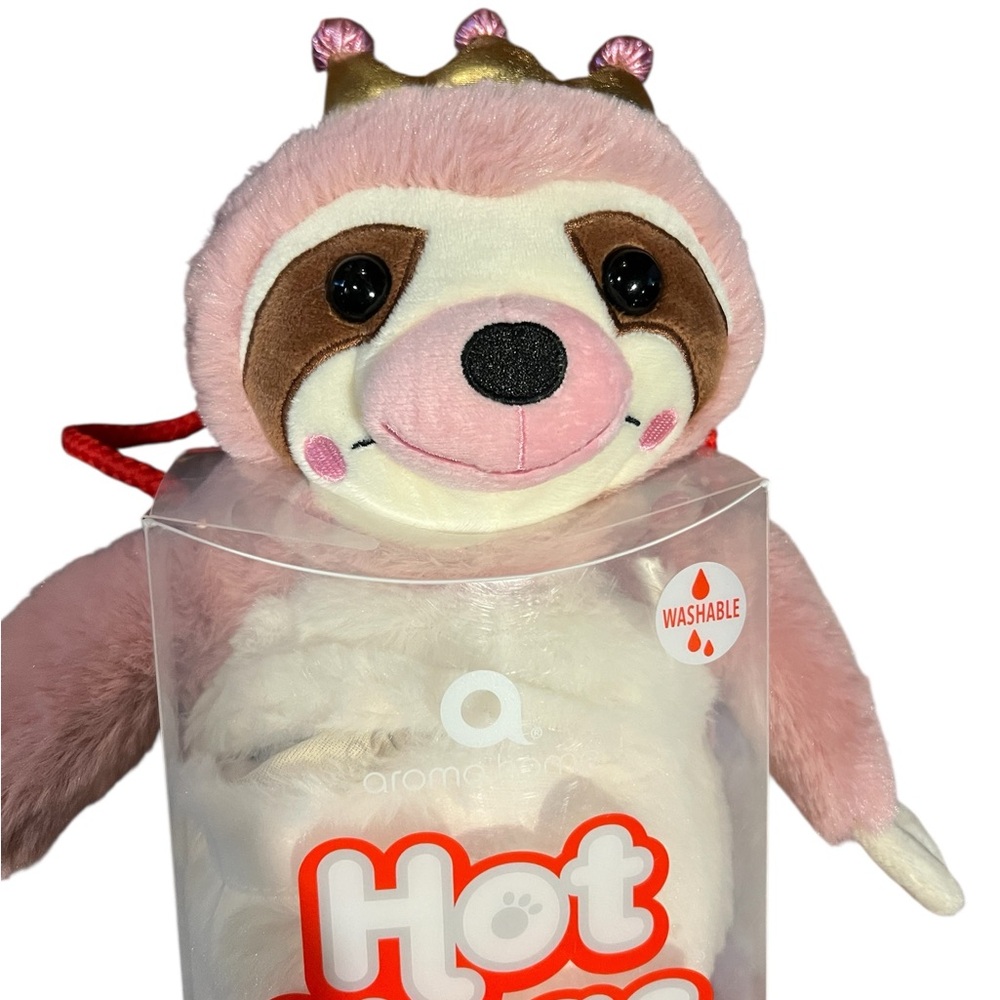Hot Hugs Microwaveable Hottie Plush Sloth - Pink & Cream with process crown NWT - Picture 2 of 4